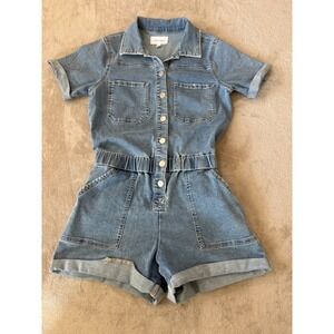 Denim Short Sleeve Jumpsuit